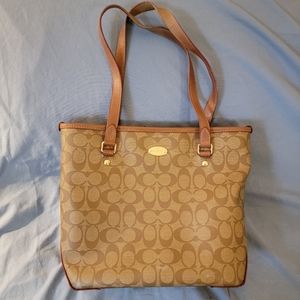 COACH tote signature coated canvas and leather